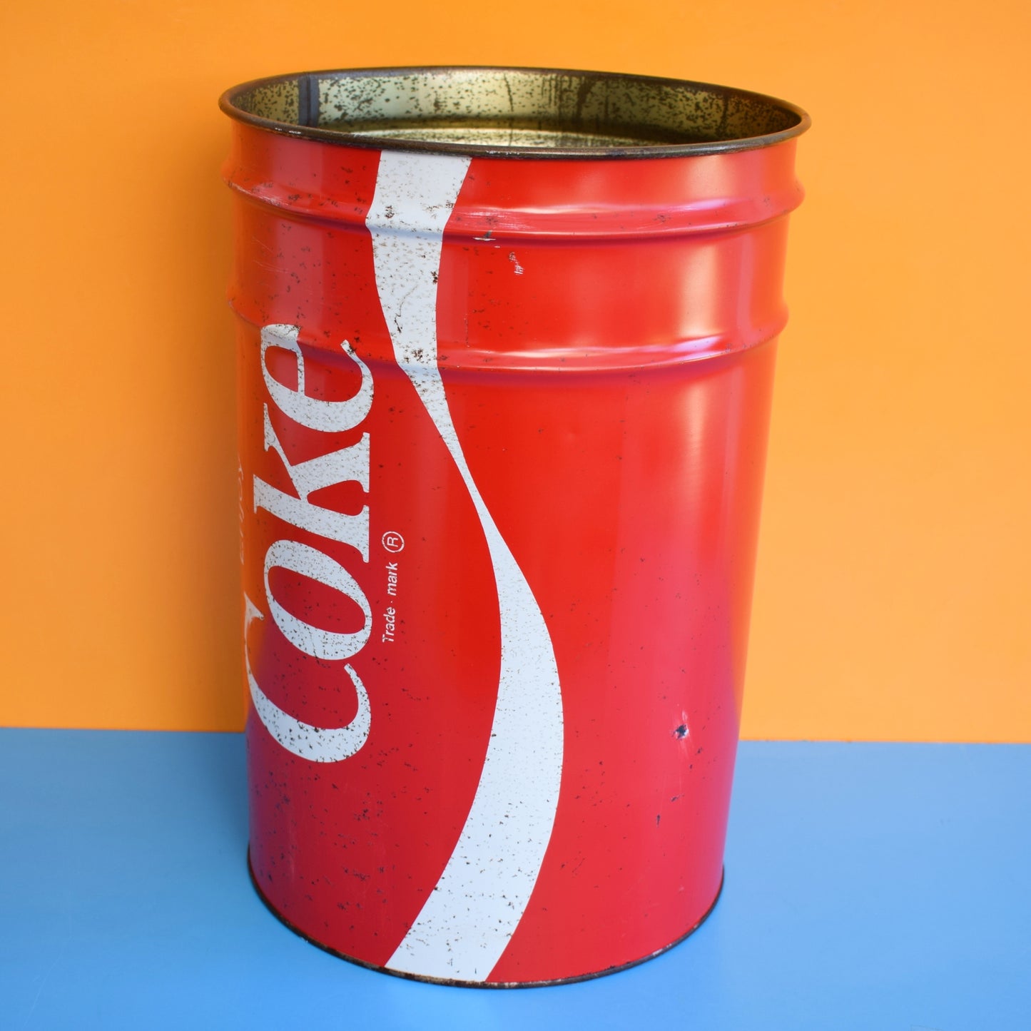Vintage 1980s Large Metal Bin - Coke