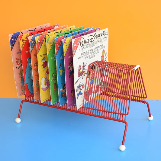 Vintage 1950s Small Atomic Record Rack - Red