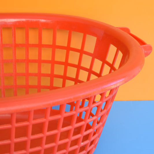 Vintage 1970s Plastic Washing Basket - Red by Pineapple Retro