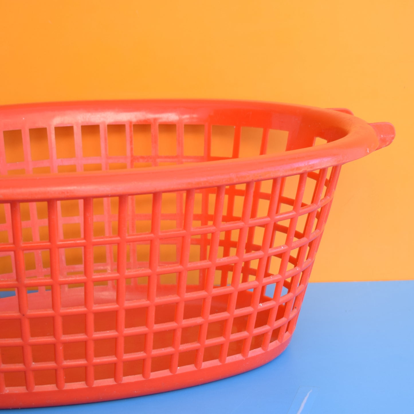 Vintage 1970s Plastic Washing Basket - Red