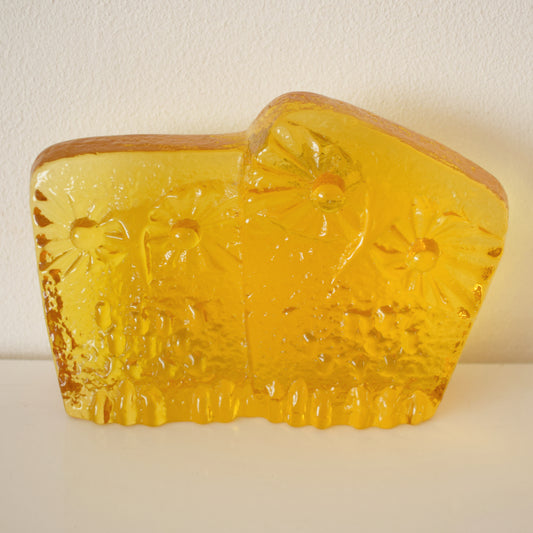 Vintage 1960s Blenko Double Owl Bookends - Amber by Pineapple Retro