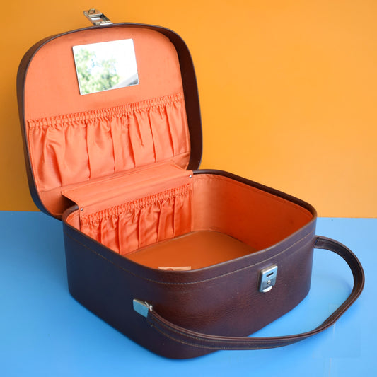 Vintage 1960s Suitcase - Brown/ Orange by Vintage