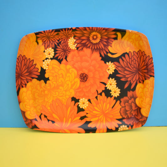 Vintage 1960s Flower Power Thetford Tray - Orange