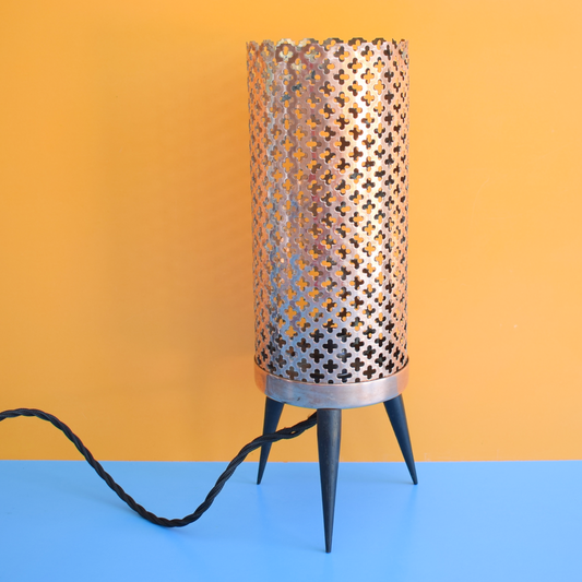 Vintage 1950s Atomic Copper Filigree Table Lamp by Vintage