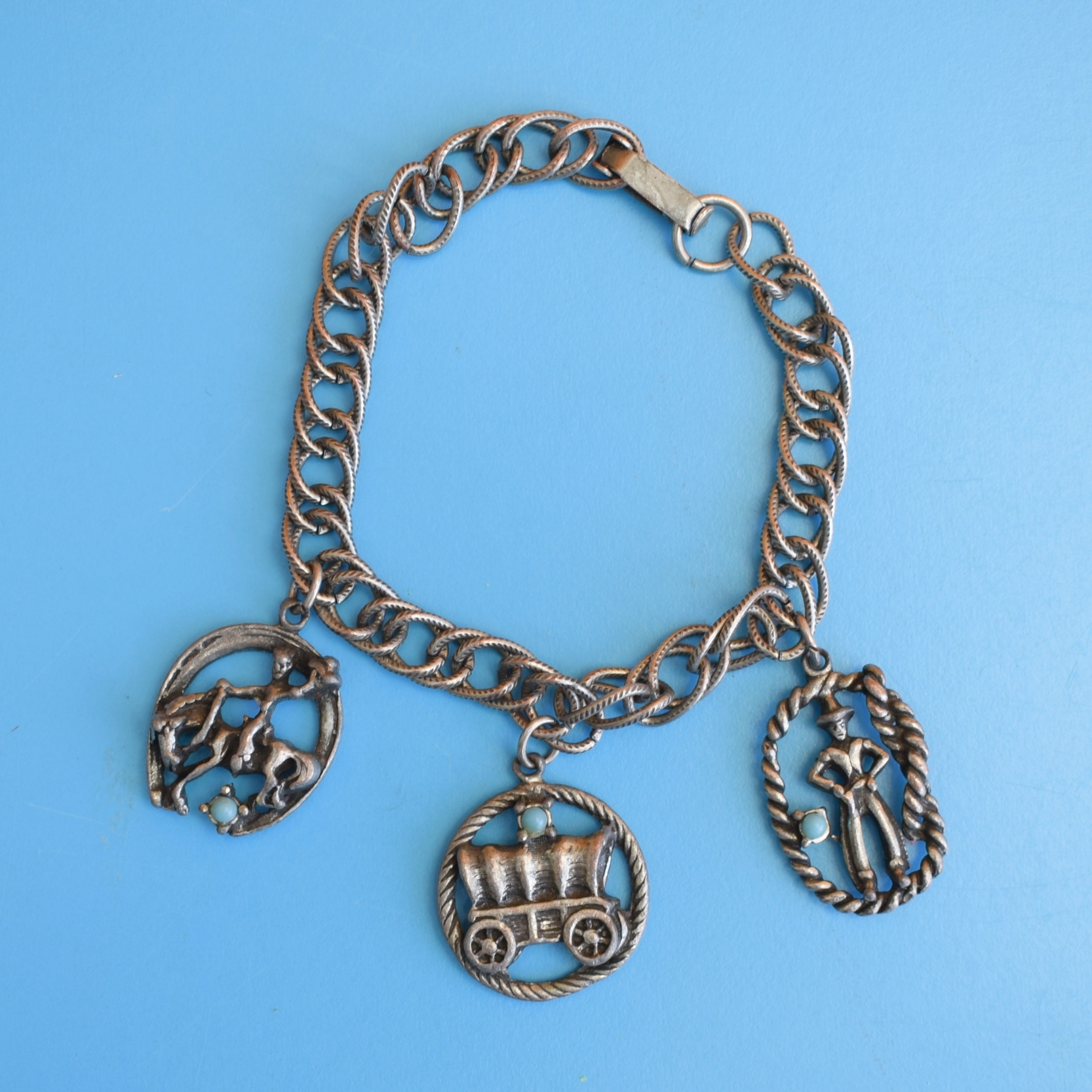 Vintage 1960s Small Charm Bracelet - Cowboy Western by Vintage