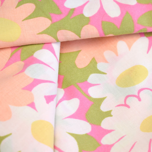 Vintage 1960s Single Duvet Cover - Bold Flower Power - Pink & Orange Daisies