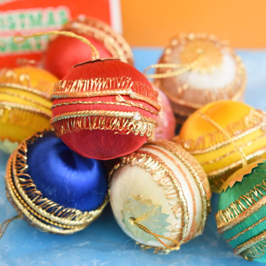 Vintage 1960s Mini Satin Balls Christmas Decorations by Pineapple Retro