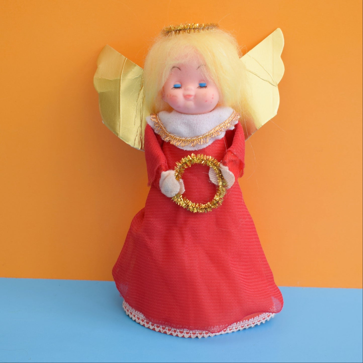 Vintage 1970s Kitsch Christmas Fairy - Red