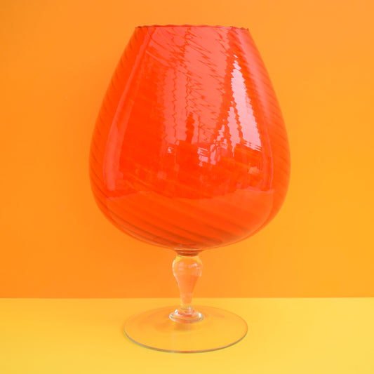 Vintage 1960s Huge Italian Brandy Glass - Orange