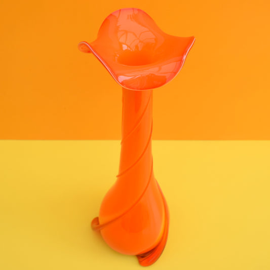 Vintage 1960s Italian Cased Glass Vase - Orange