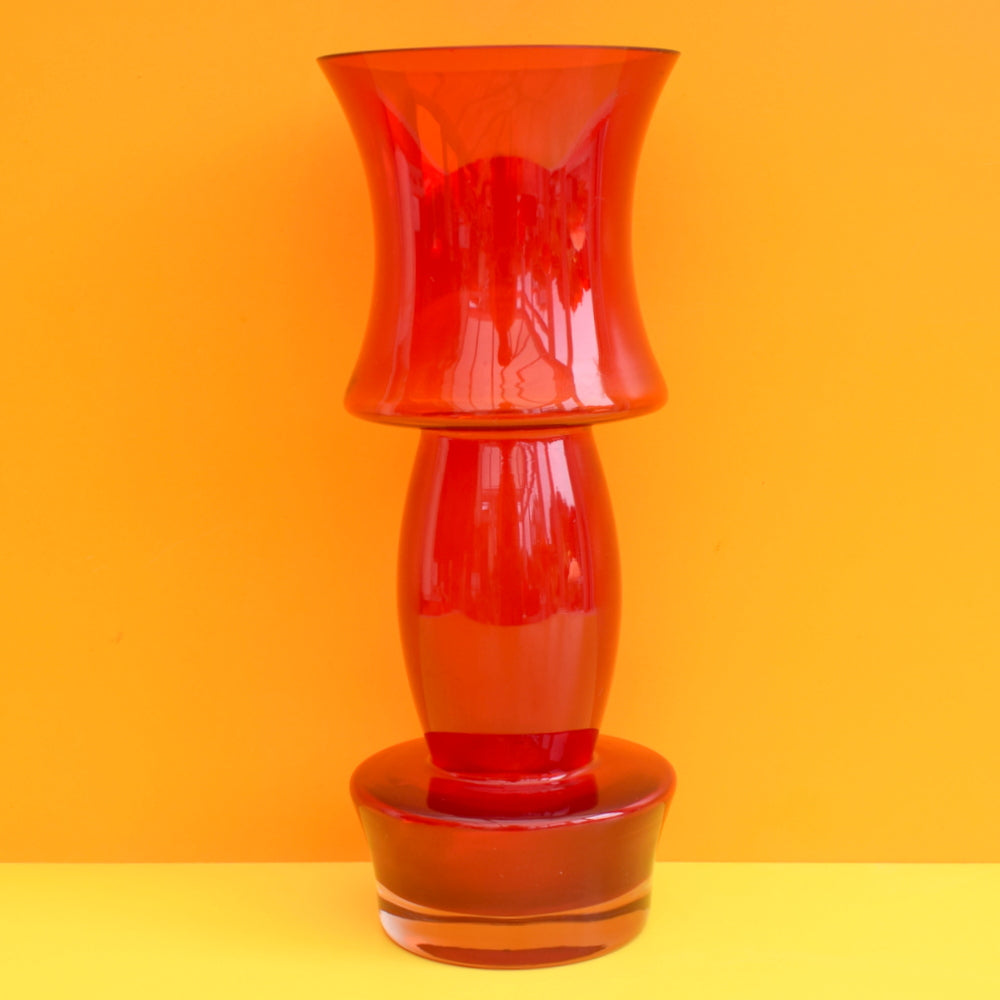 Vintage 1960s Riihimaki Glass Vase - Aladin - Red