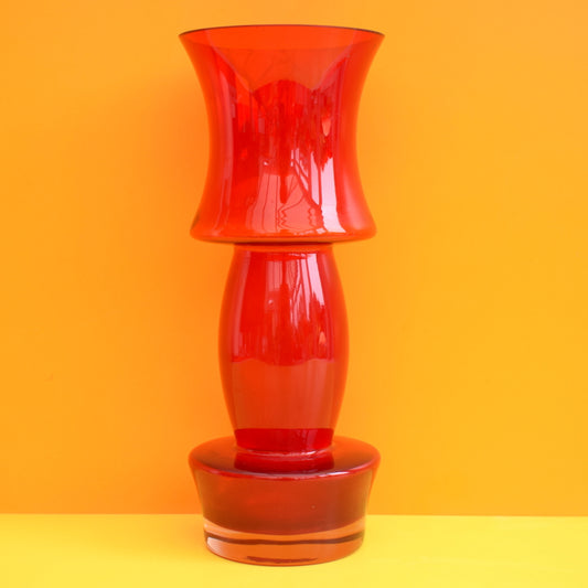 Vintage 1960s Riihimaki Glass Vase - Aladin - Red