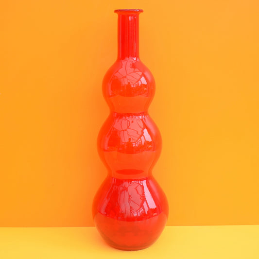 Vintage 1960s Italian Gurgle Glass Vase / Genie Bottle - Red