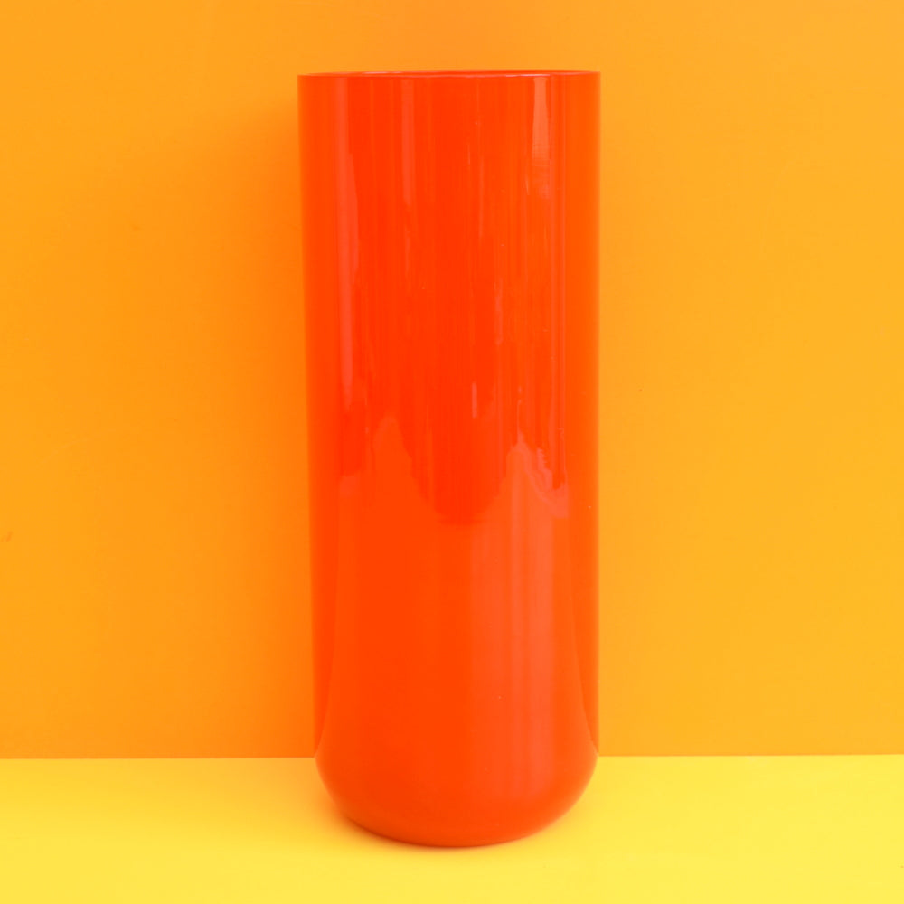 Vintage 1960s Italian Glass Cylinder Vase - Orange