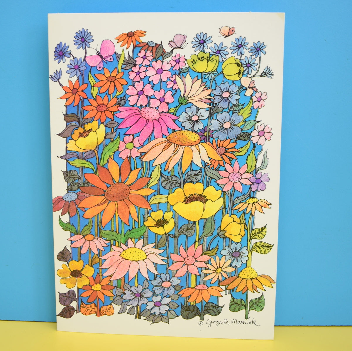 Vintage 1970s Greeting Card - by Gwyneth Mamlok - Flower Field