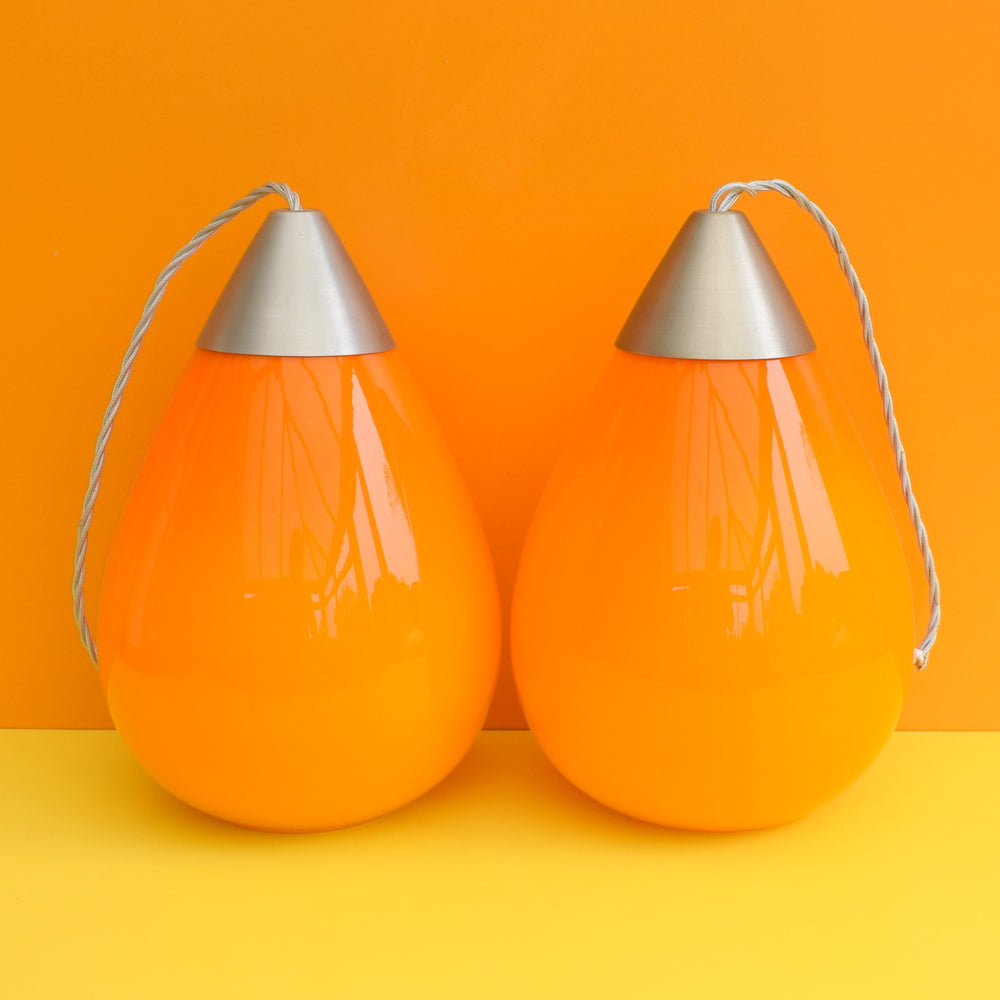 Vintage 1960s Cased Glass Light Fitting - Italian - Orange