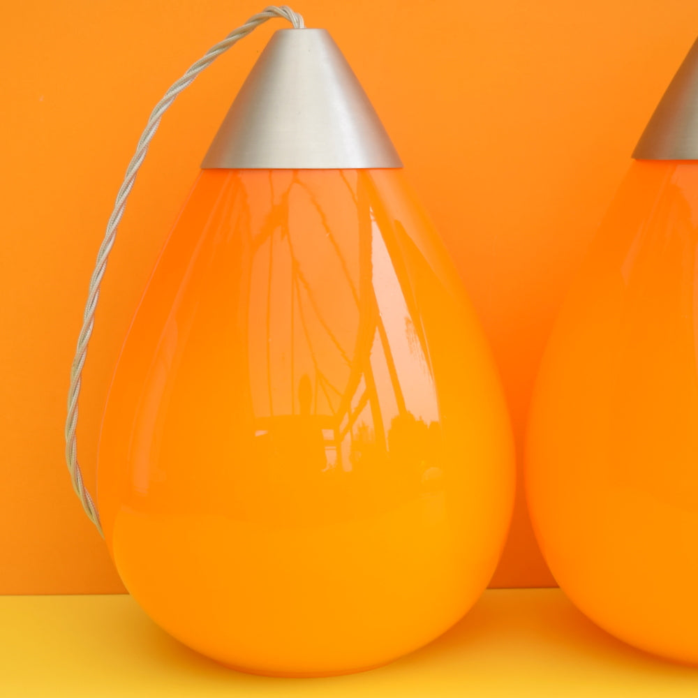 Vintage 1960s Cased Glass Light Fitting - Italian - Orange