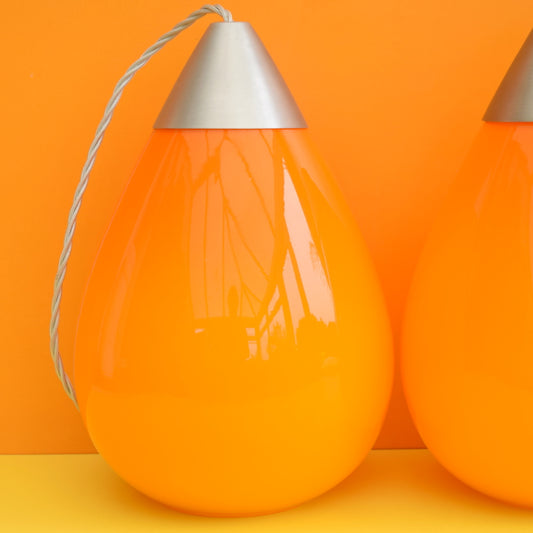 Vintage 1960s Cased Glass Light Fitting - Italian - Orange