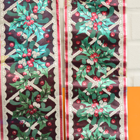 Vintage 1950s Hand Printed Christmas Paper/ Frieze