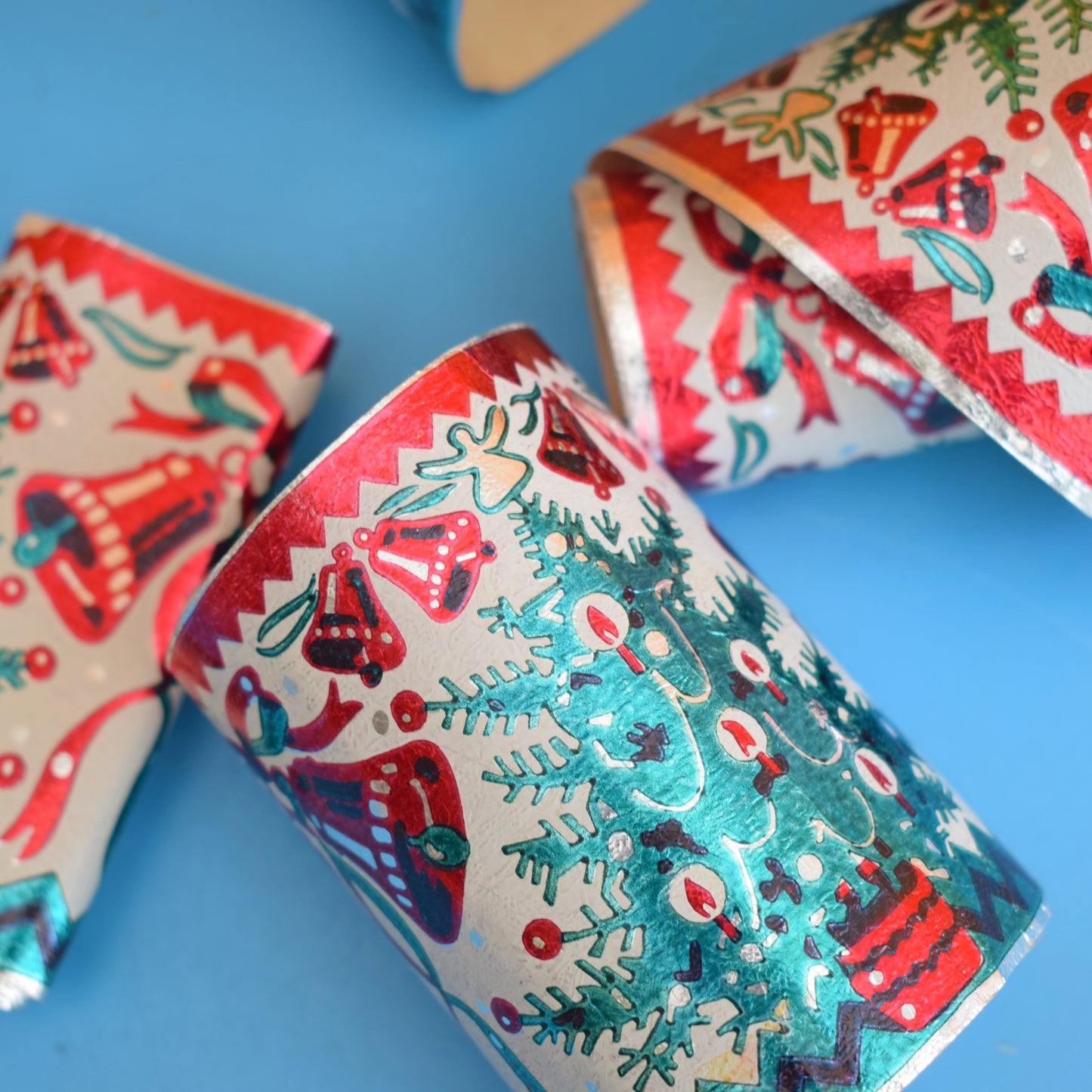Vintage 1950s Hand Printed Christmas Paper/ Frieze