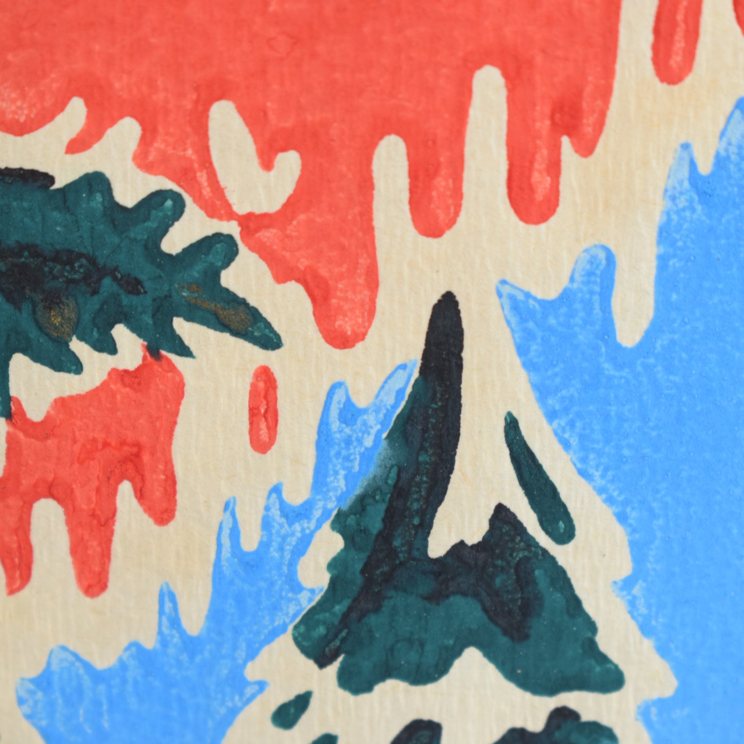 Vintage 1950s Hand Printed Christmas Paper/ Frieze