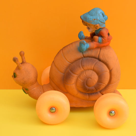Vintage 1960s Plastic Pull Along Snail & Elf