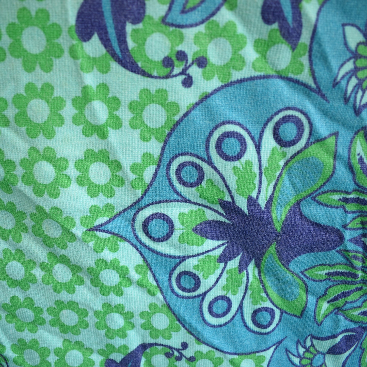 Vintage 1960s Single Bed Cover - Blue
