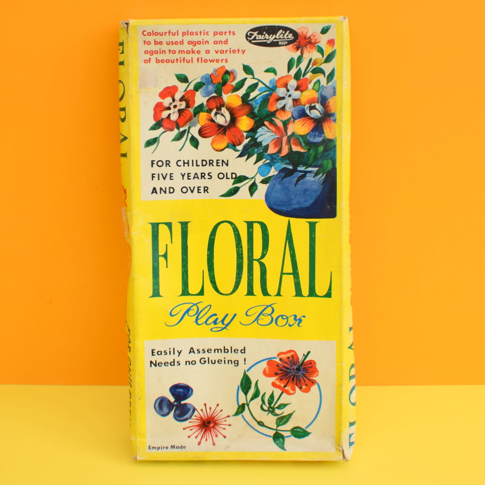 Vintage 1960s Floral Play Box - Plastic Flower Power Building Kit