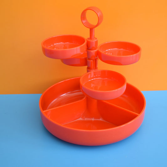 Vintage 1970s Plastic Party Snack Set - Boxed - Orange by Vintage