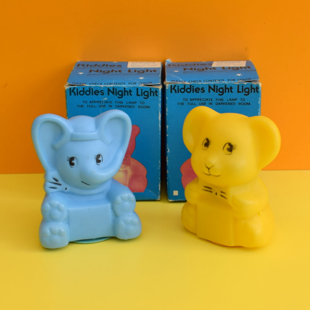 Vintage Boxed 1960s Night Lights - Elephant / Mouse