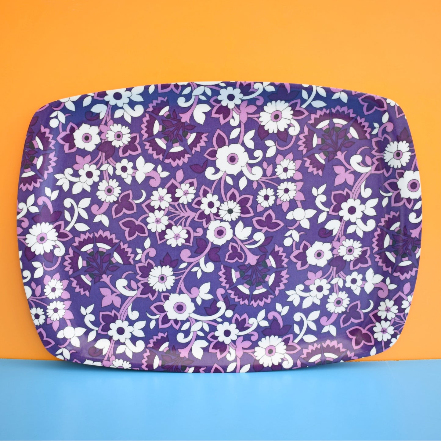 Vintage 1960s Flower Power Thetford Tray - Purple
