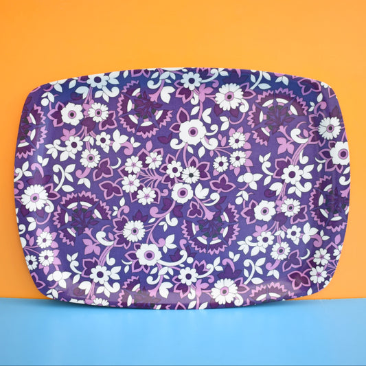Vintage 1960s Flower Power Thetford Tray - Purple by Vintage