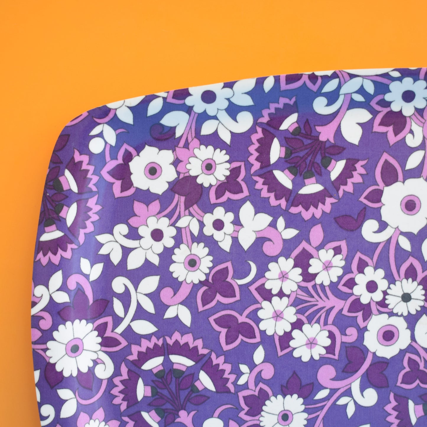 Vintage 1960s Flower Power Thetford Tray - Purple