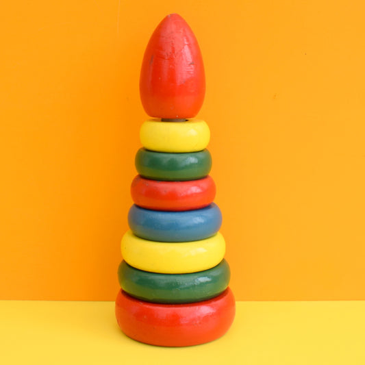 Vintage 1970s Wooden - Stacking Ring Toy - Poss Brio