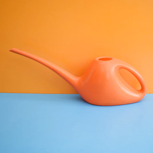 Vintage 1970s Indoor Plant Watering Can - Orange by pineapple retro
