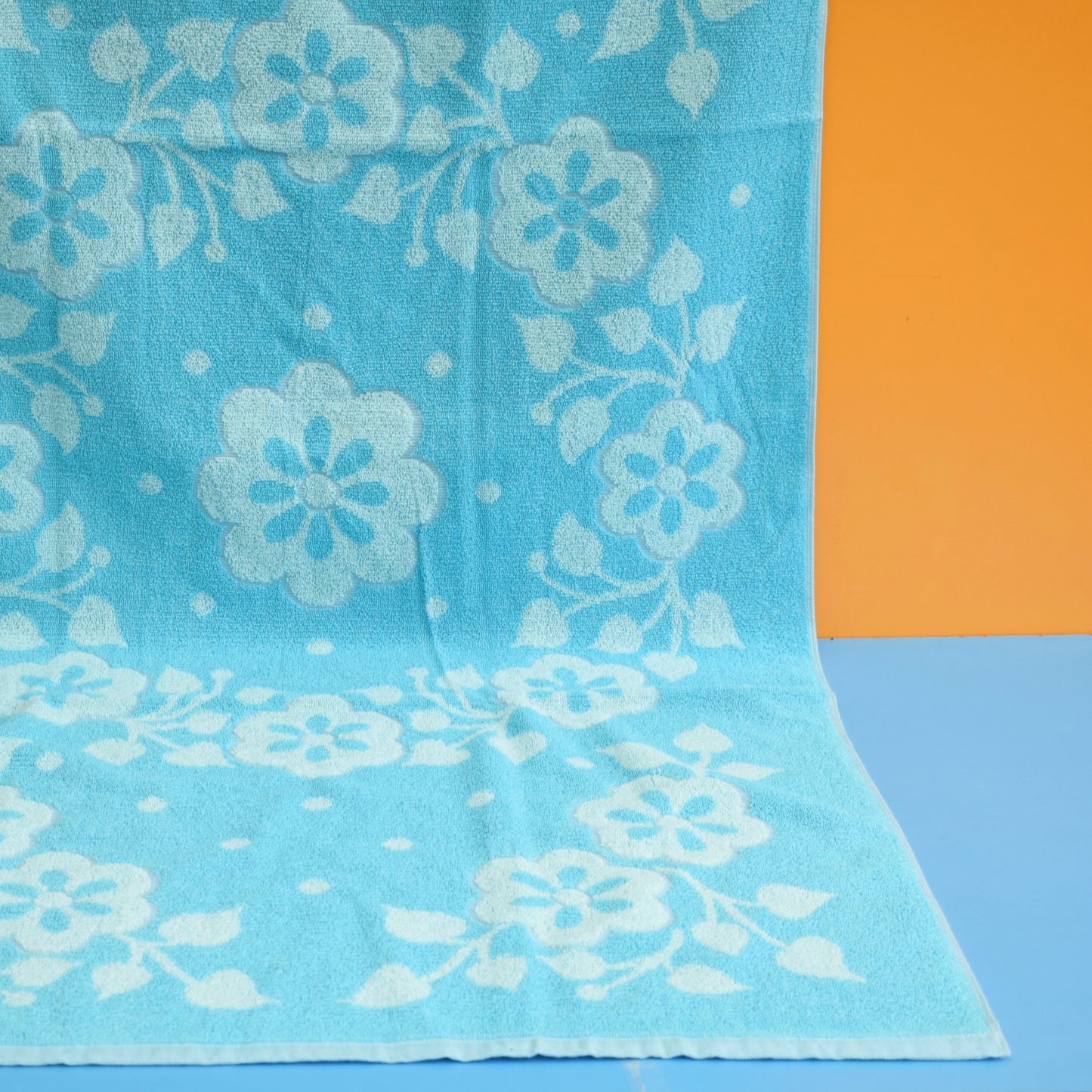 Vintage 1970s Cotton Towels - Blue