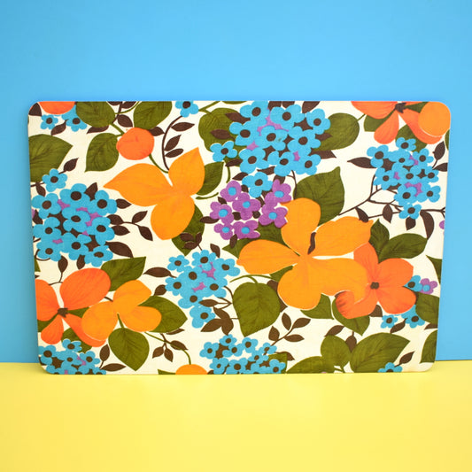 Vintage 1960s Flower Power Large Chopping Board - Orange & Blue