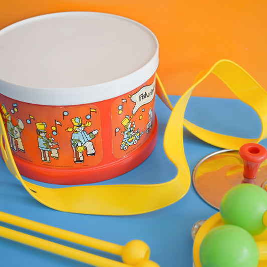Vintage 1970s Plastic Fisher Price Drum Set by Pineapple Retro