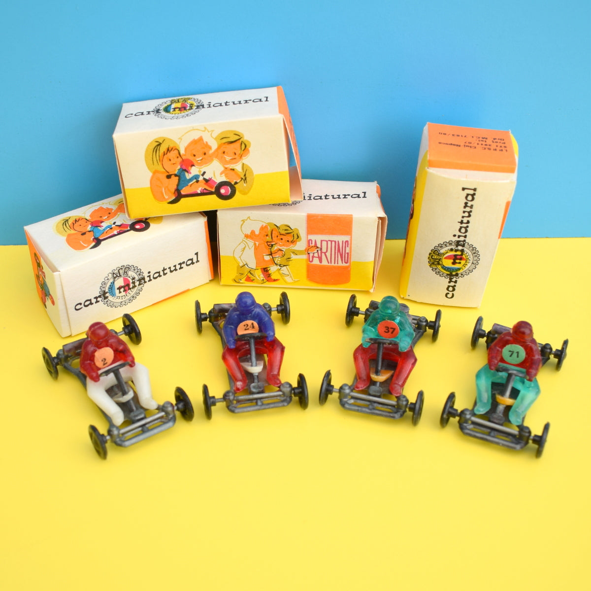 Vintage 1980s Small Plastic Go Cart Toys - Lovely Detail & Boxes