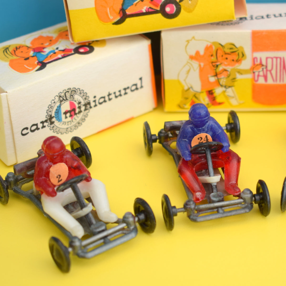 Vintage 1980s Small Plastic Go Cart Toys - Lovely Detail & Boxes