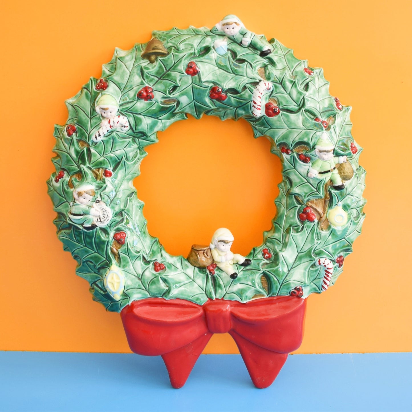 Vintage 1960s Ceramic Christmas Tree Wreath