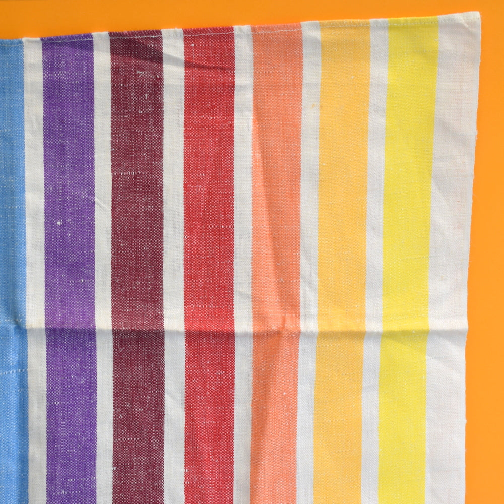 Vintage 1960s French Tea Towel - Rainbow