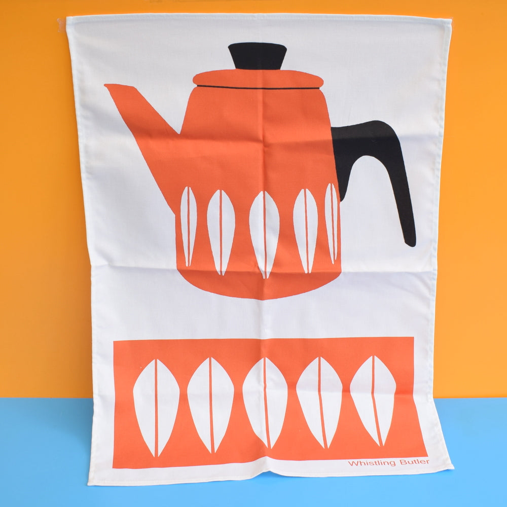 Retro Modern Tea Towel - Cathrineholm Coffee Pot Design - Orange