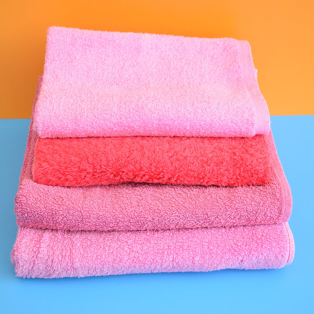 Vintage 1960s Cotton Hand Towel Stack - Pink