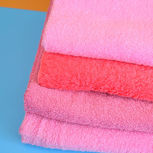 Vintage 1960s Cotton Hand Towel Stack - Pink