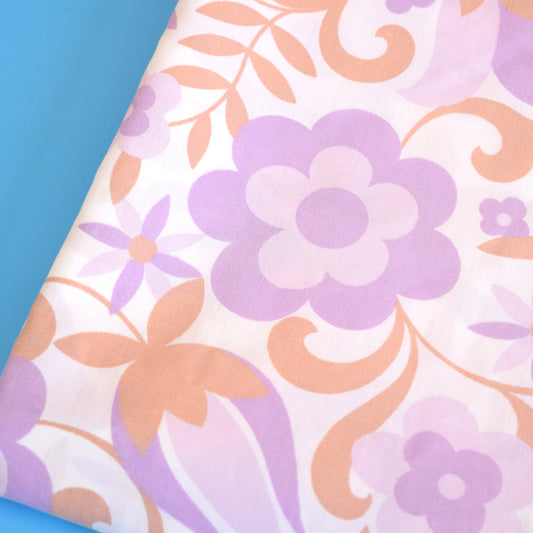 Vintage 1960s Double Sheet - Flower Power - Purple / Lilac