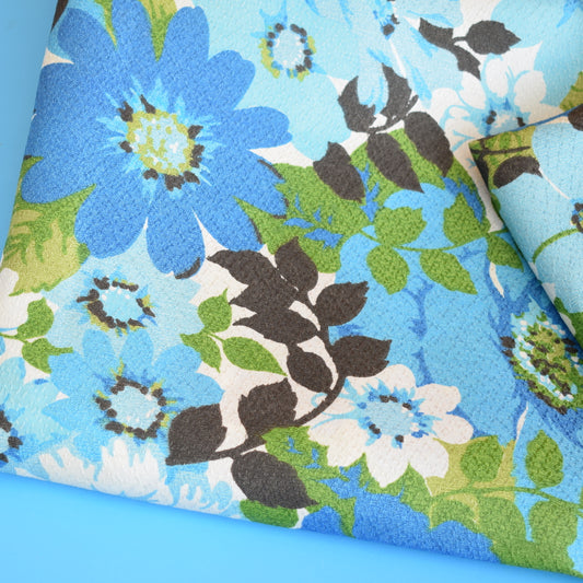 Vintage 1960s Fibreglass Curtains Flower Power -  Turquoise / Green