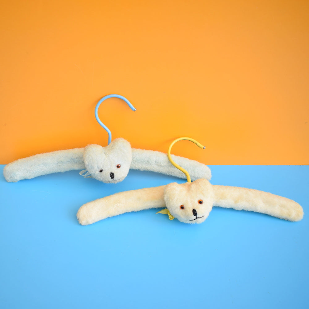 Vintage 1960s Bear Childs Clothes Hangers - Blue & Yellow