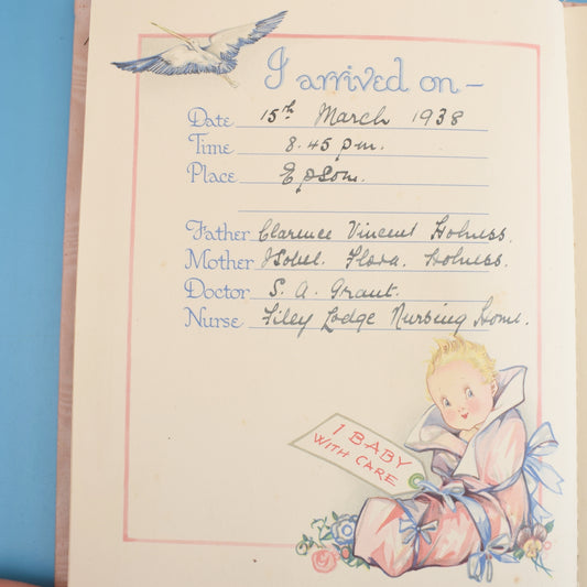 Vintage 1930s Baby Record Book - Stunning Illustrations by Pineapple Retro