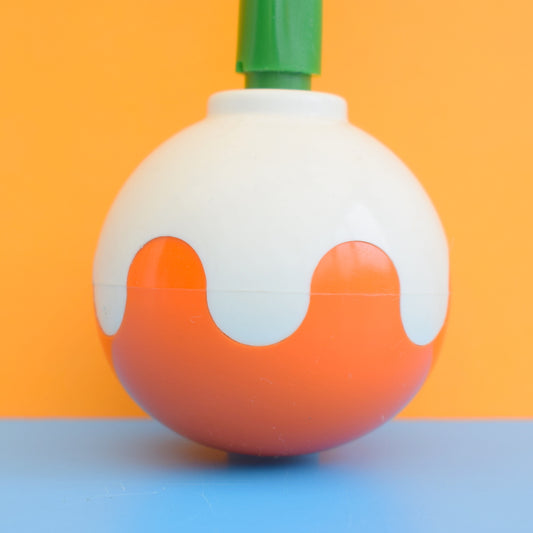 Vintage 1960s Plastic Pen Holder - Orange / White